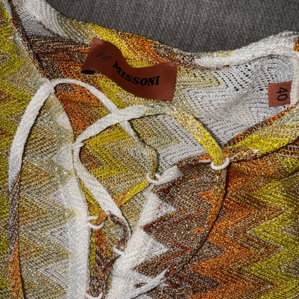 Missoni Yellow, Orange & White Zigzag Lace-Up Swim Cover-Up - Picture 5 of 7